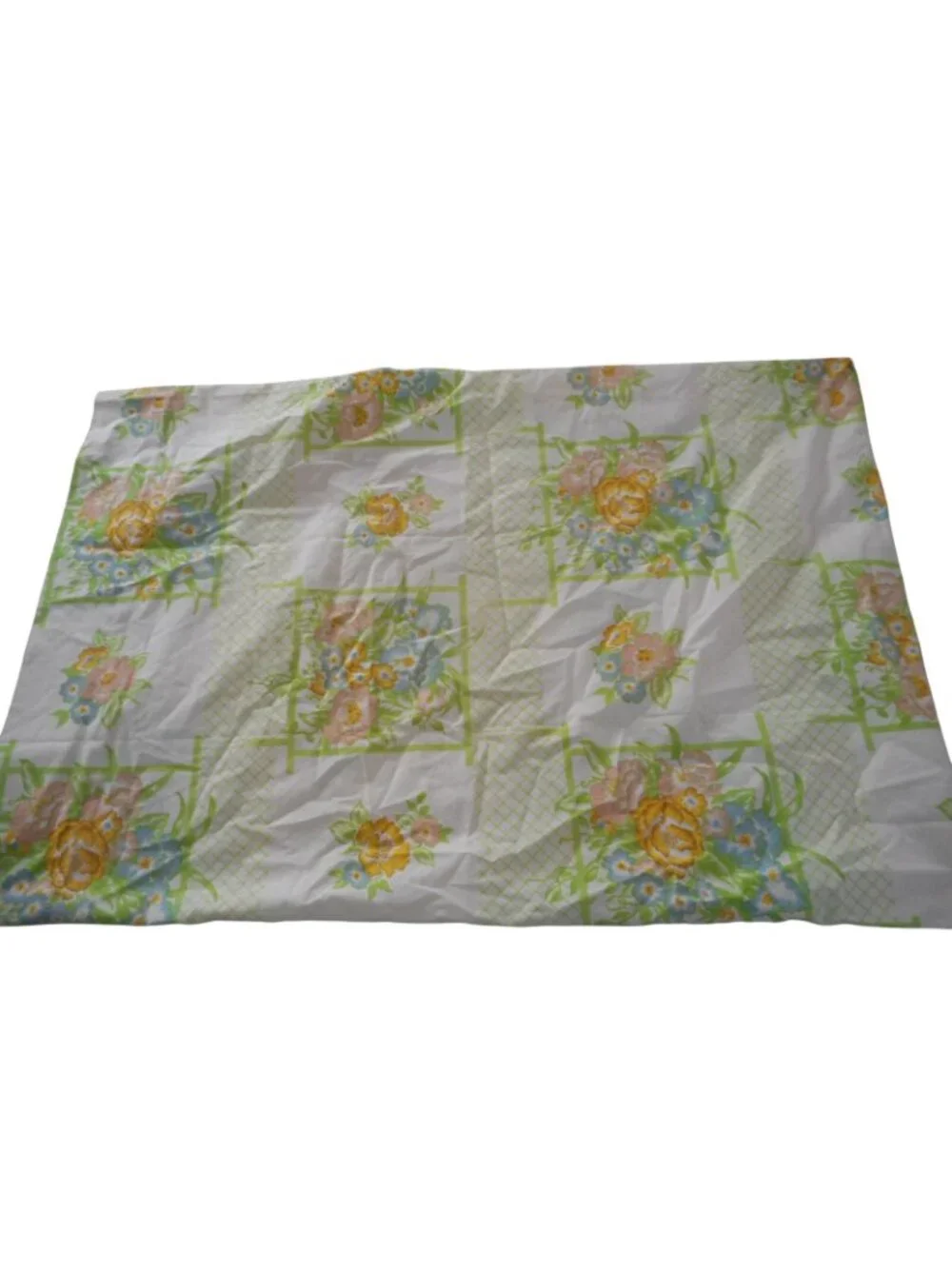 Vintage Cannon Monticello 50/50 cotton poly green Floral Standard Pillowcase